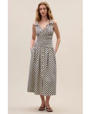 Rebecca Taylor Isla Stripe Poplin Dress - Natural