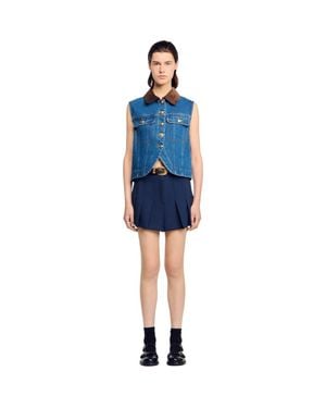 Sandro Sleeveless Denim Jacket - Blue