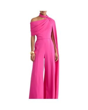 Reiss One-shoulder Drape Wide-leg Jumpsuit - Pink