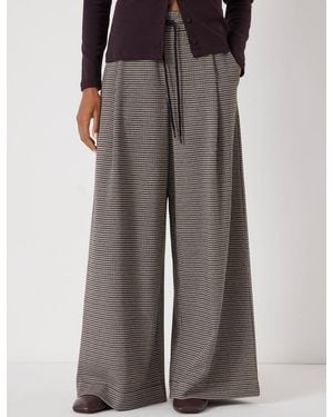 Hush Check Wide Leg Jersey Pants - Gray
