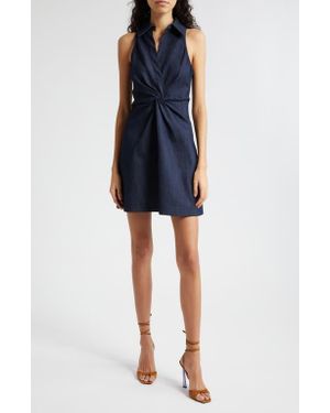 Cinq À Sept Mckenna Twist Detail Sleeveless Cotton Blend Dress - Blue