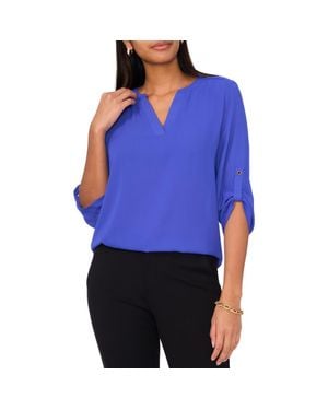 Chaus Split Neck Blouse - Blue