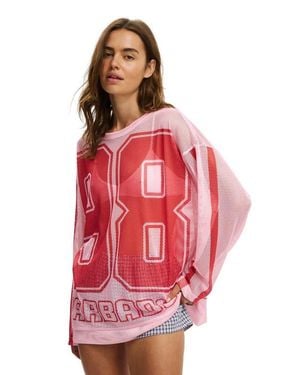 Cotton On The Long Sleeve Mesh Graphic Tee - Red