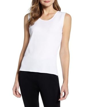 Ming Wang Scoop Neck Sweater Tank - White