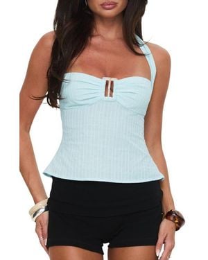 Princess Polly Isabetta Recycled Cotton Halter Top - Blue