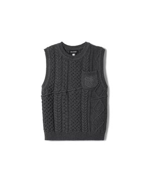 Space Grey Crest Knitted Sleeveless Vest - Black