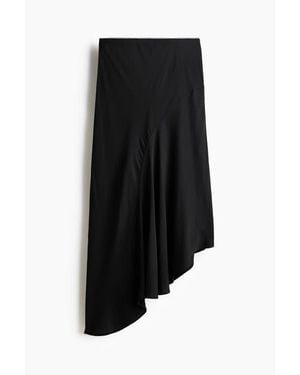 H&M Asymmetric Satin Skirt - Black