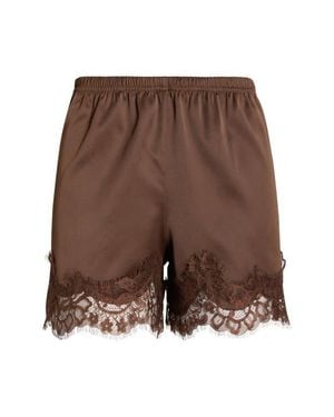 Open Edit Lace Trim Satin Shorts - Brown