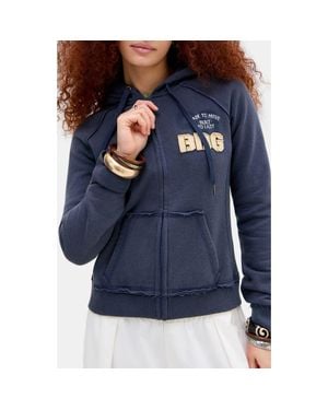 BDG Graphic Appliqué Zip Front Sweatshirt - Blue