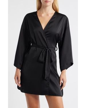 Open Edit Get Ready With Me Satin Robe - Black
