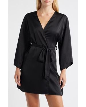Open Edit Get Ready With Me Satin Robe - Black