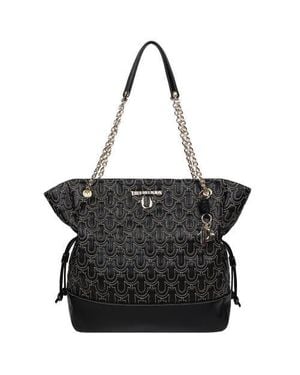TRUE RELIGION Cinch Side Soft Logo Tote - Black