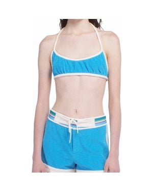 Anna Sui Cabana Terry Bikini Top - Blue