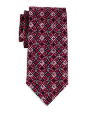 Oak Hill Premium by DXL Big & Tall Geometric Pattern Silk Tie V2 - Purple