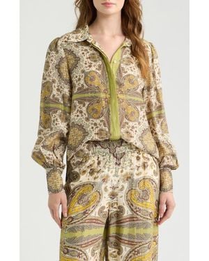 LOVE THE LABEL Joie Paisley Button-Front Shirt - Yellow