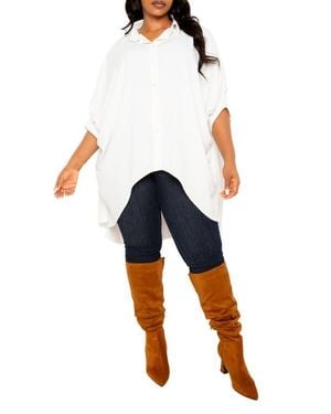 Buxom Couture Flowy High-Low Shirt - Blue