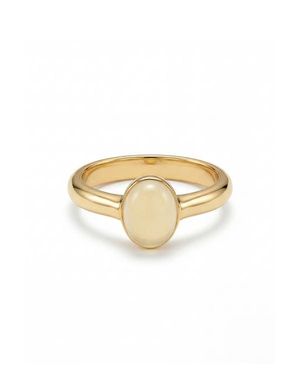 seree Halo Gemstone Cabochon Ring - Metallic
