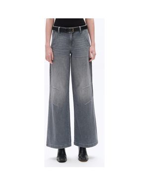 Bayeas Slant Pocket Mid Rise Wide Leg Jeans - Gray