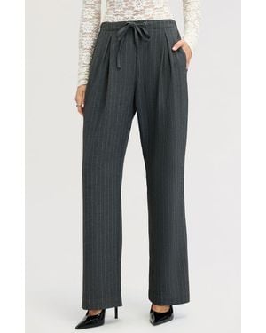 Sam Edelman Pinstripe Pleated Wide Leg Pants - Blue