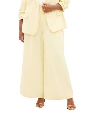 City Chic Abbie Wide Leg Pants - Natural