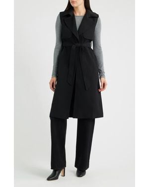 Halogen® Sleeveless Belted Trench Coat - Black