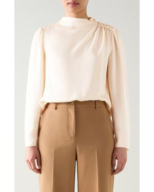LK Bennett Samantha Button Shoulder Top - Natural