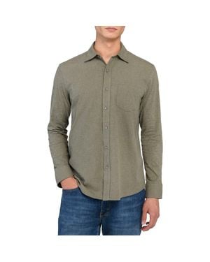 W.r.k. Reworked Slim Fit Heathered Cotton Button-Up Shirt - Gray