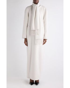Balenciaga Scarf Cashmere Maxi Coat - White