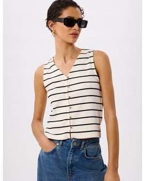 Whistles Stripe Button Front Tank - Blue