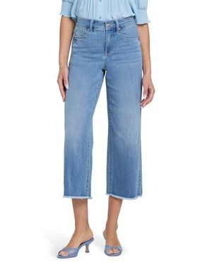 NYDJ Coco High Waist Fray Hem Relaxed Crop Wide Leg Jeans - Blue