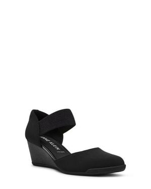 Anne Klein Tiffany Ankle Strap Wedge Pump - Black