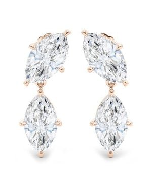 HauteCarat Lab Grown Diamond Twin Marquise Cut Drop Earrings - White