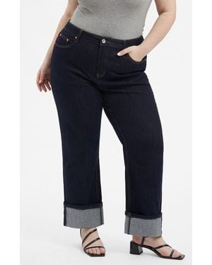 Bayeas High Waist Straight Leg Jeans - Blue