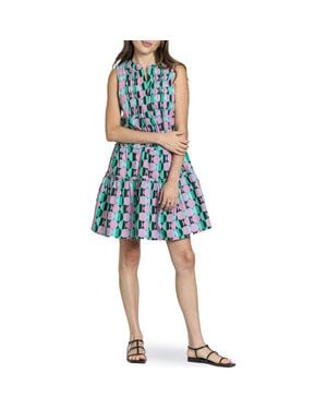 Apny Pintuck Sleeveless Cotton Dress - Blue