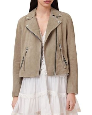 AllSaints Dalby Suede Moto Jacket - Brown