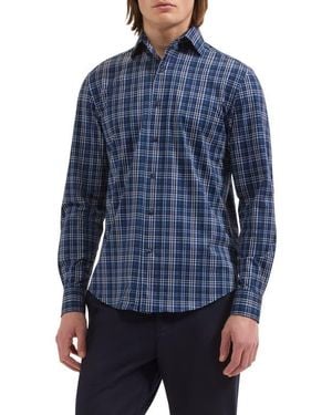 Bugatchi Devon Plaid Long Sleeve Button-Up Shirt - Blue