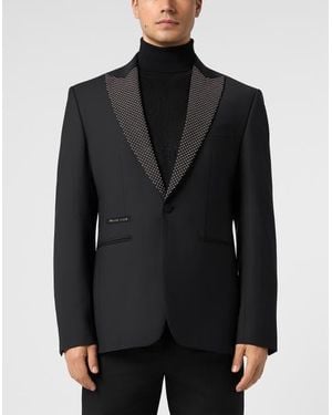 Philipp Plein Blazer With Lapel Studs - Black