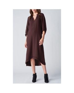 ocean + main Gauze Dress With Pockets - Purple