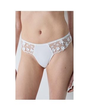 Etam Amour Embroidered Tanga Thong - White