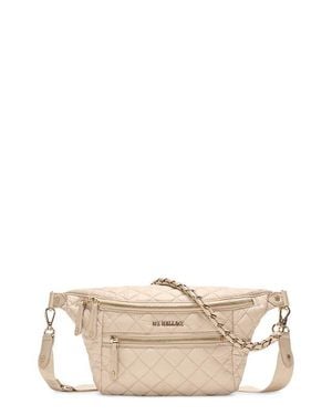 MZ Wallace Small Crosby Quilted Nylon Convertible Sling Bag - Natural