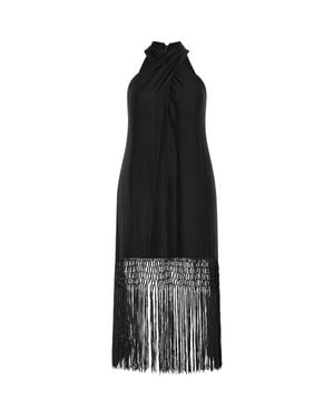 City Chic Calypso Fringe Maxi Dress - Black