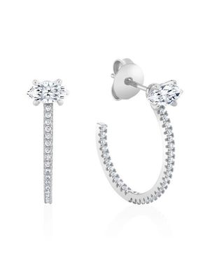 Crislu Marquise-Cut Pavé Cubic Zirconia Huggie Hoop Earrings - White