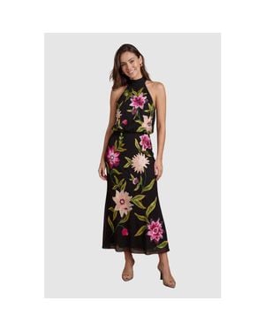 Coast Floral Halter Neck Maxi Dress - Black