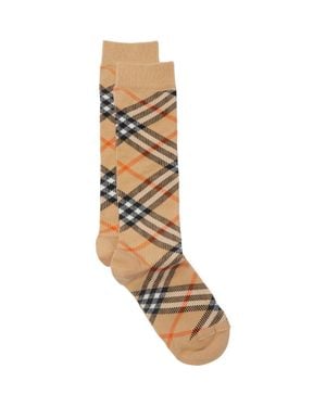 Burberry Kids' Check Cotton Blend Socks - Brown
