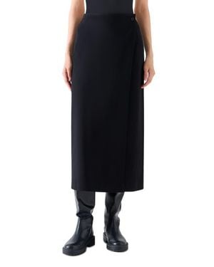 Akris Punto Signature Jersey Wrap Midi Skirt - Black