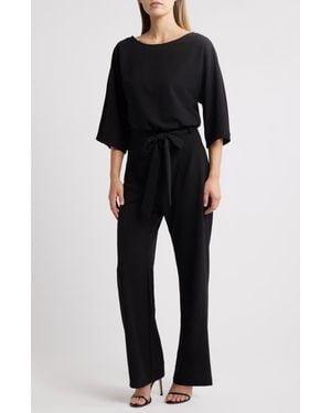 NIKKI LUND Joycelyn Flare Sleeve Tie Waist Jumpsuit - Black