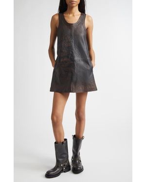 Golden Goose Journey Patsy Appliqué Leather Minidress - Black