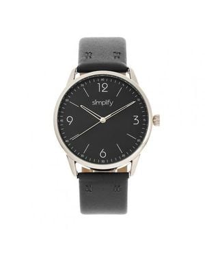 Simplify The 6300 Leather-Band Watch - Metallic