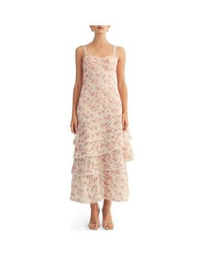 Arose Studio Lorraine Layered Ruffle Sleeveless Maxi Dress - Pink