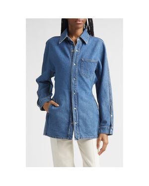 OSSOU Cinch Denim Shirt Jacket - Blue